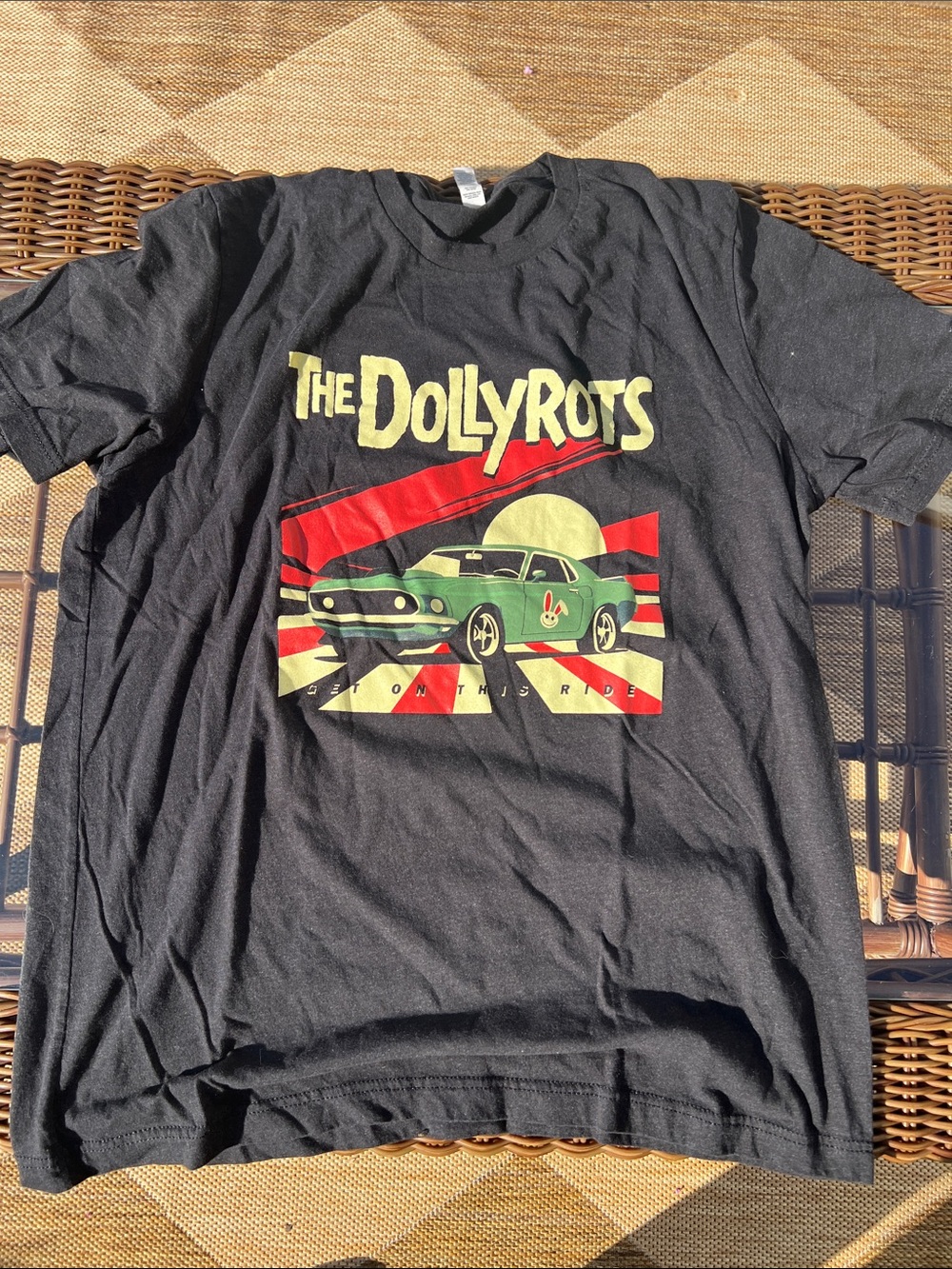 Bella Canvas Dollyrots Band Black Tee with Red & Green Car Graphic